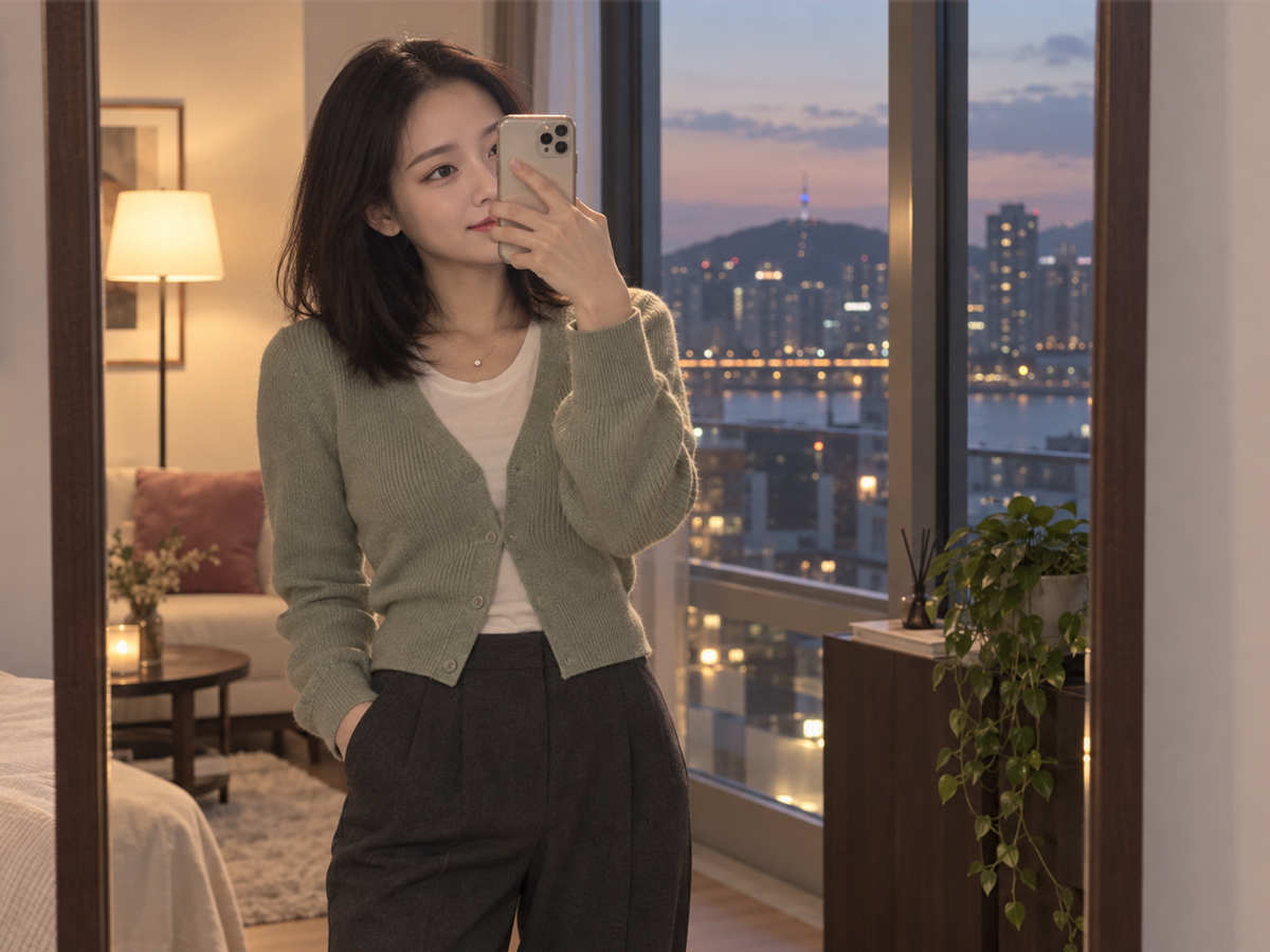 인천광역시 제물포구 월미도 이동과 방문 일정을 안내하는 젊은 성인 한국 여성 관리사